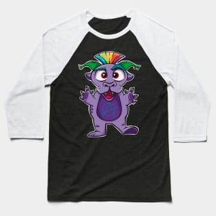 Punk Rock Dragon Rainbow Hair Monster Baseball T-Shirt